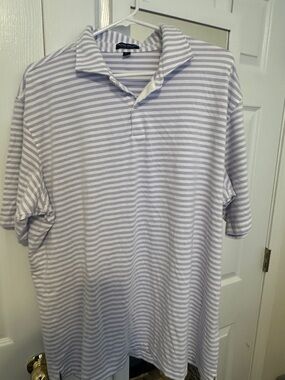 Peter Millar Lavender and White Striped Polo